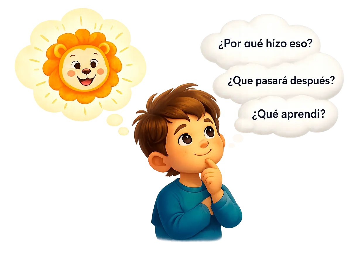 Niño pensando en las preguntas de comprensión